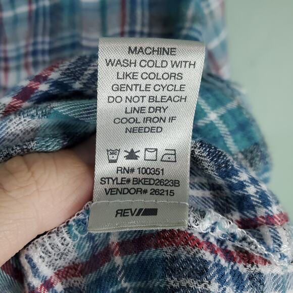 BKE Turquoise Multi Plaid Button Up Long Sleeve Flannel Shirt Size Medium - Picture 7 of 7